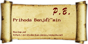Prihoda Benjámin névjegykártya